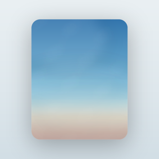 Unbarria® Sky のアプリアイコン。一枚のカードに、青からほのかな夕焼けへ移ろう空。